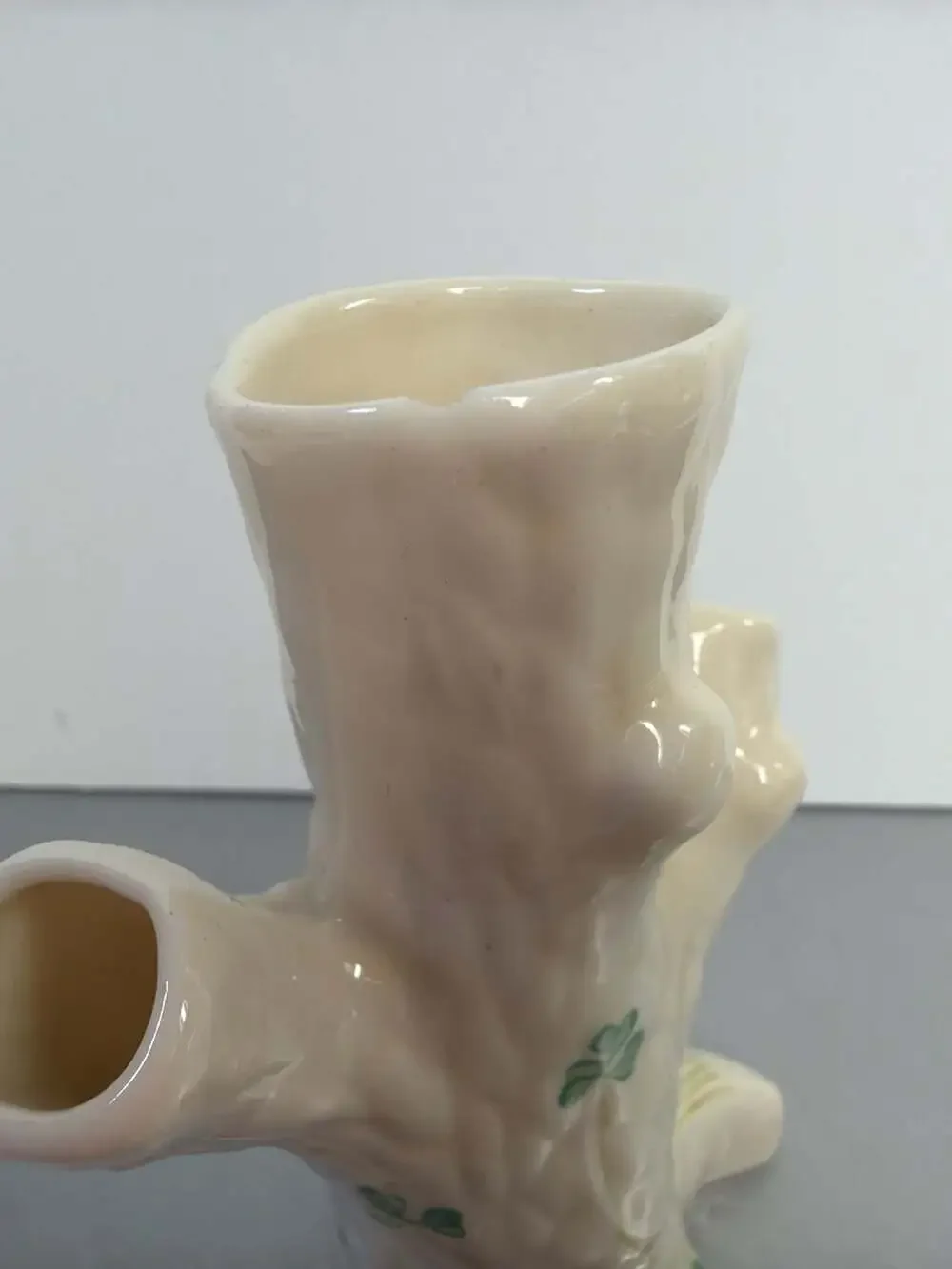 Belleek Ireland Shamrock Tree Trunk Triple Spill Vase 6th Mark‎